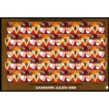 1988. Danmark. Julemærker utakket helark med hængselspor på bagsiden.